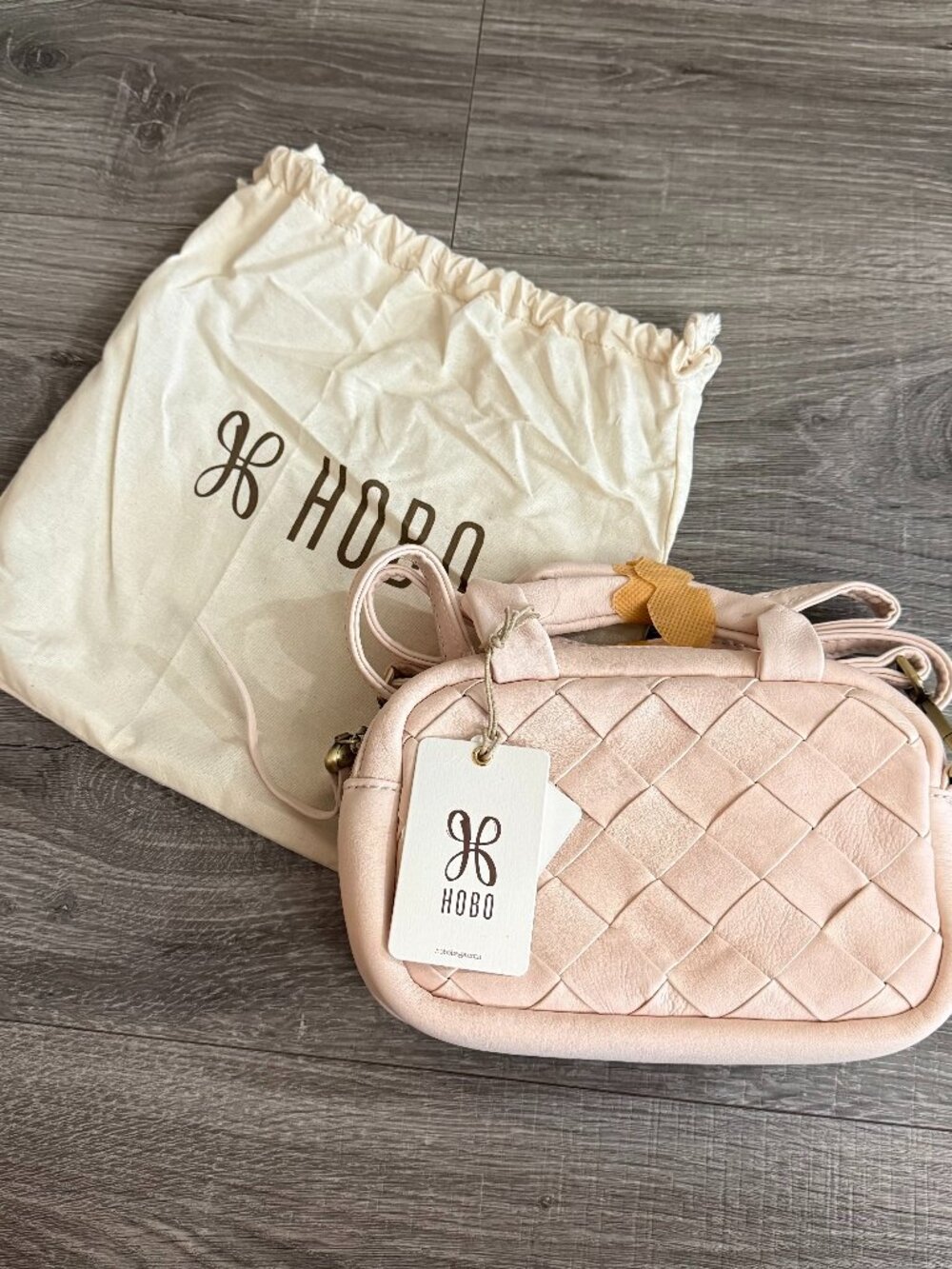 HOBO Maze Woven Genuine Leather Satchel Pink Camera Bag NWT
